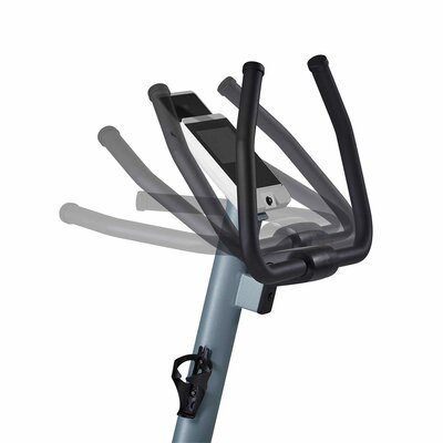 motion cycle 900 <p>The handle can optionally be adjustable. If chosen, the handle swivels in height and angle at the same time, thus enabling a more upright or triathlon position. The mechanism used is low wearing and can be adjusted with little force.</p>
